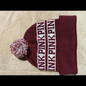 Victoria Secret Pink Burgundy beanie